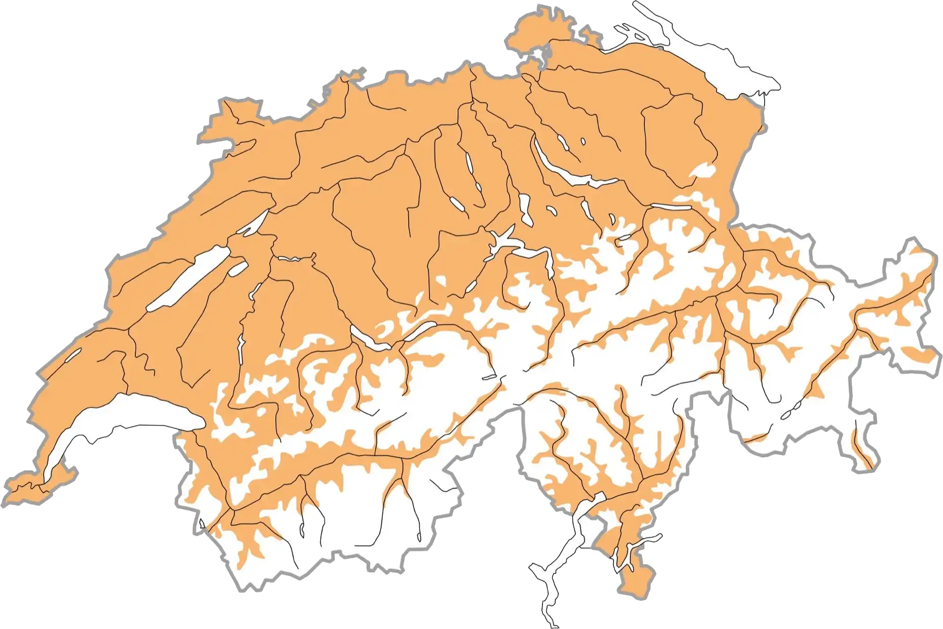 Schematisierte Verbreitung zur Brutzeit (ocker). © Schweizerische Vogelwarte Schematisierte Verbreitung zur Brutzeit (ocker). © Schweizerische Vogelwarte